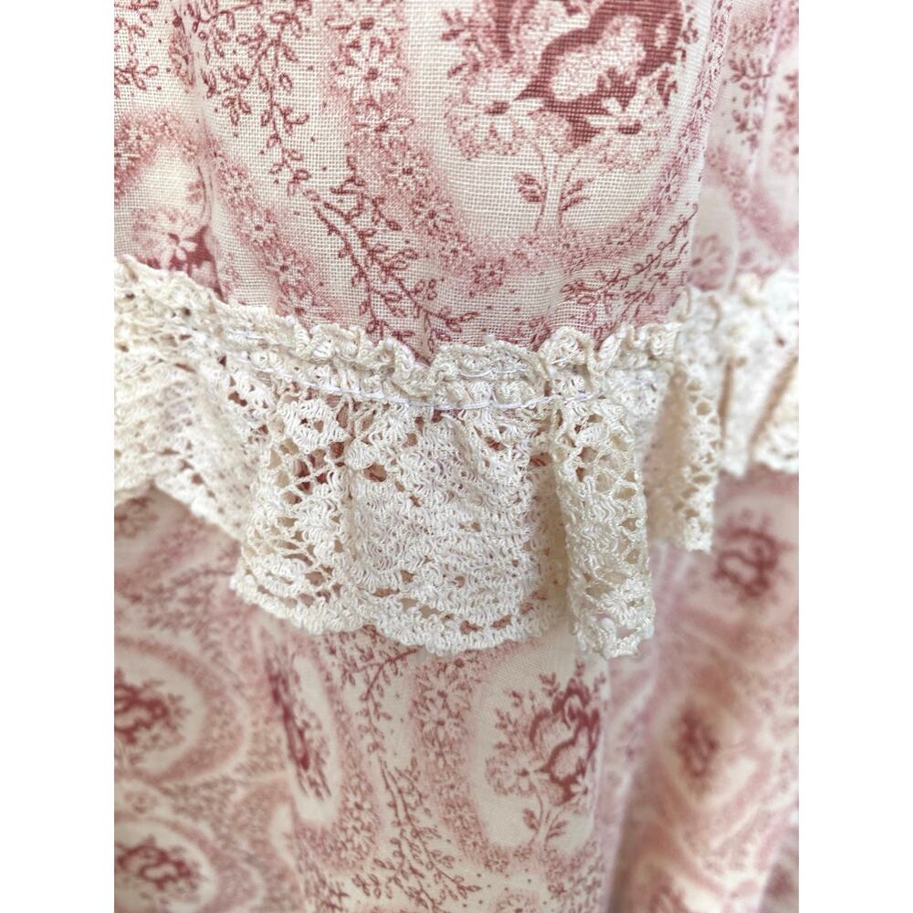 Vtg 70s Boho Handmade 2-Piece Pink Floral Halter Maxi Dress & Bolero Set XS OOAK - Picture 5 of 15